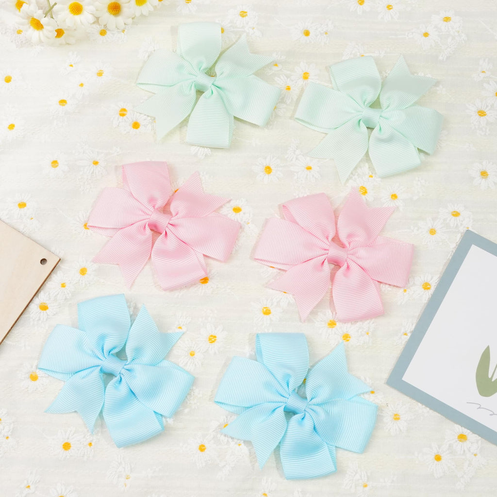CÉLLOT 80-Pcs 3.5-Inch Pinwheel Grosgrain Ribbon Bows with Alligator Clips – Hair Accessories Set for Girls