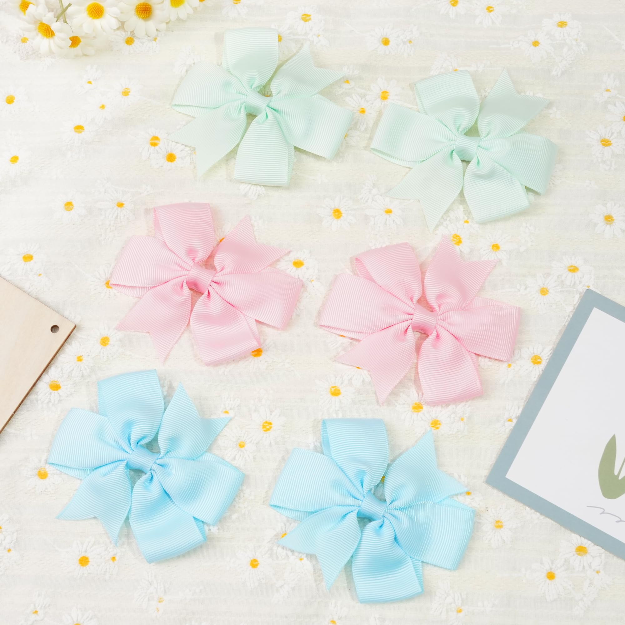 CÉLLOT 80-Pcs 3.5-Inch Pinwheel Grosgrain Ribbon Bows with Alligator Clips – Hair Accessories Set for Girls