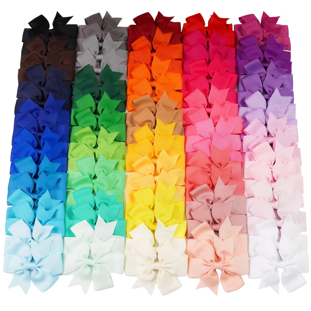 CÉLLOT 80-Pcs 3.5-Inch Pinwheel Grosgrain Ribbon Bows with Alligator Clips – Hair Accessories Set for Girls