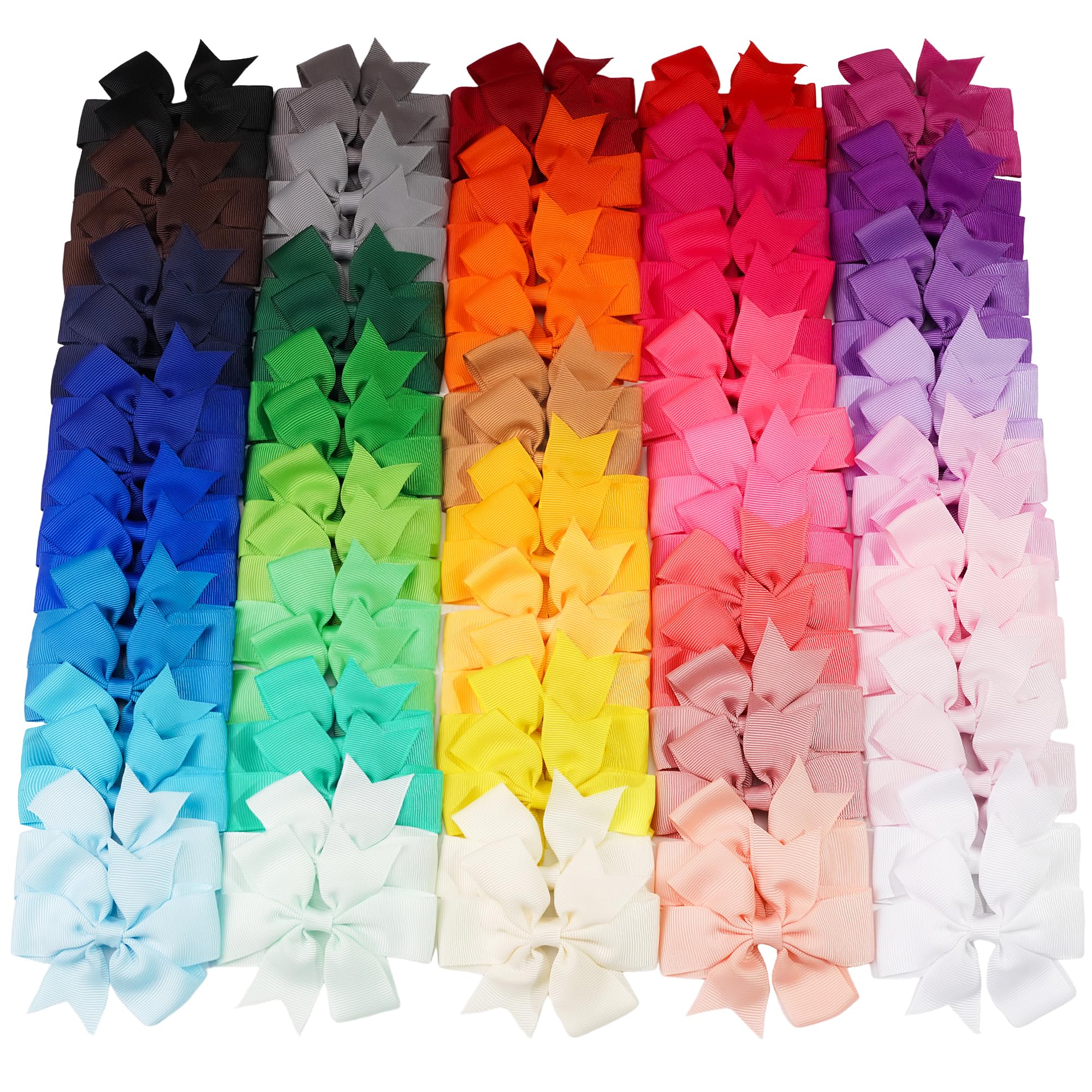 CÉLLOT 80-Pcs 3.5-Inch Pinwheel Grosgrain Ribbon Bows with Alligator Clips – Hair Accessories Set for Girls