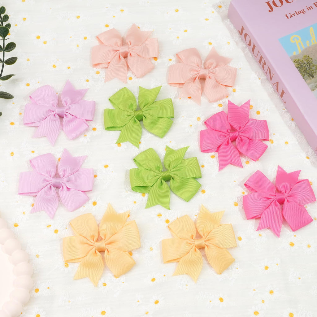 CÉLLOT 80-Pcs 3.5-Inch Pinwheel Grosgrain Ribbon Bows with Alligator Clips – Hair Accessories Set for Girls