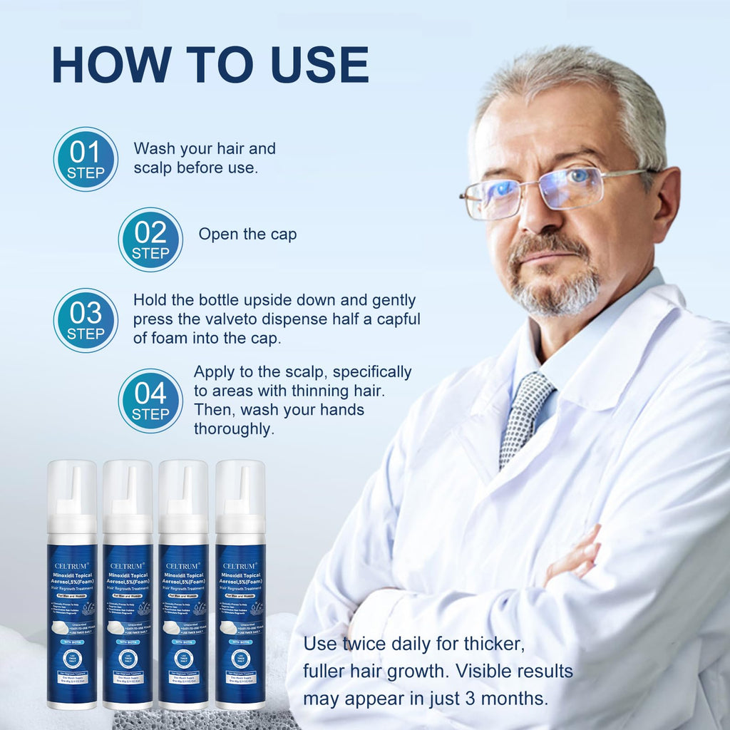 Celtrum 5% Minoxidil Foam for Men & Women — 8.44 oz (4-Month Supply) with Biotin