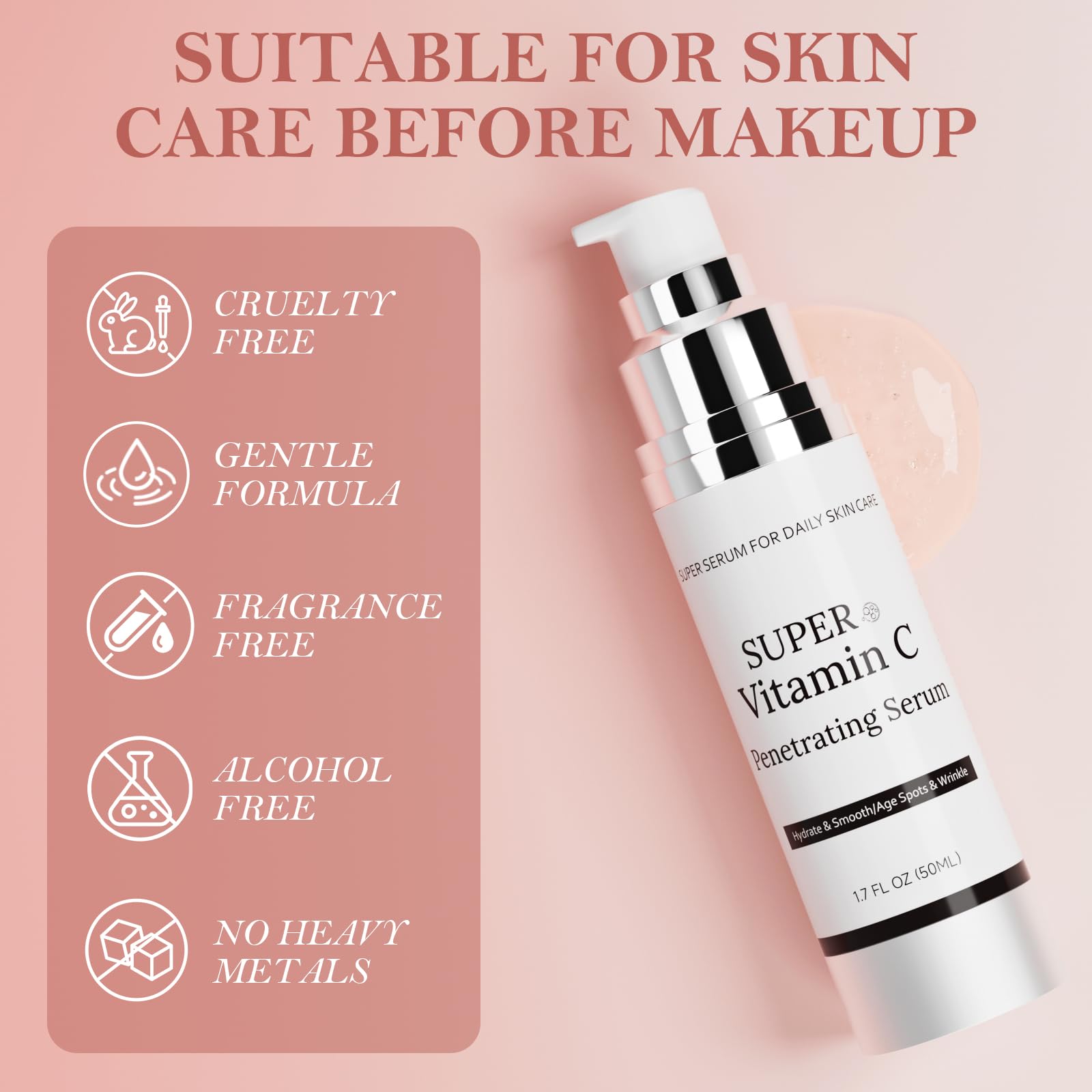 Cemsazorl Vitamin C Serum for Face – Hydrating 50ML for Women Over 70 with Hyaluronic Acid