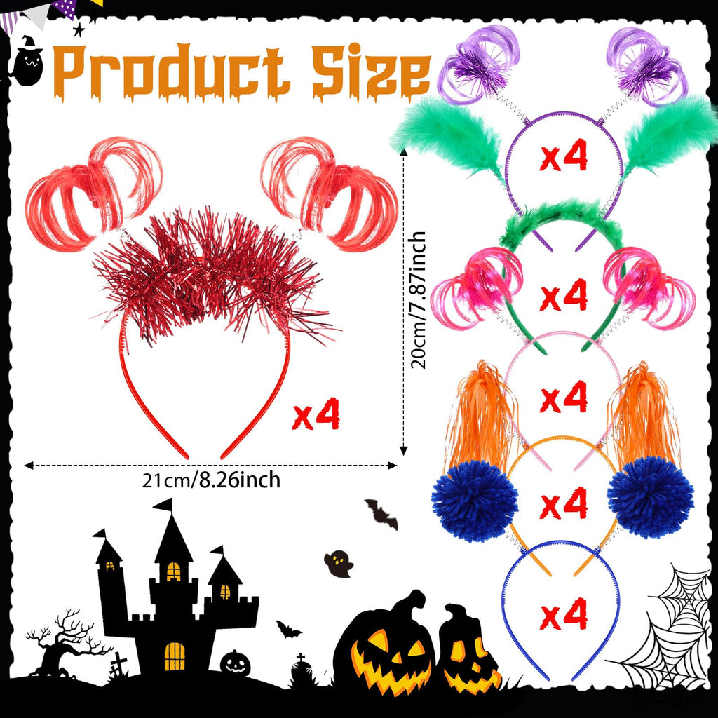 Censen 24 Pcs Pom Pom Headband Set – Multicolored Party Costume Accessories