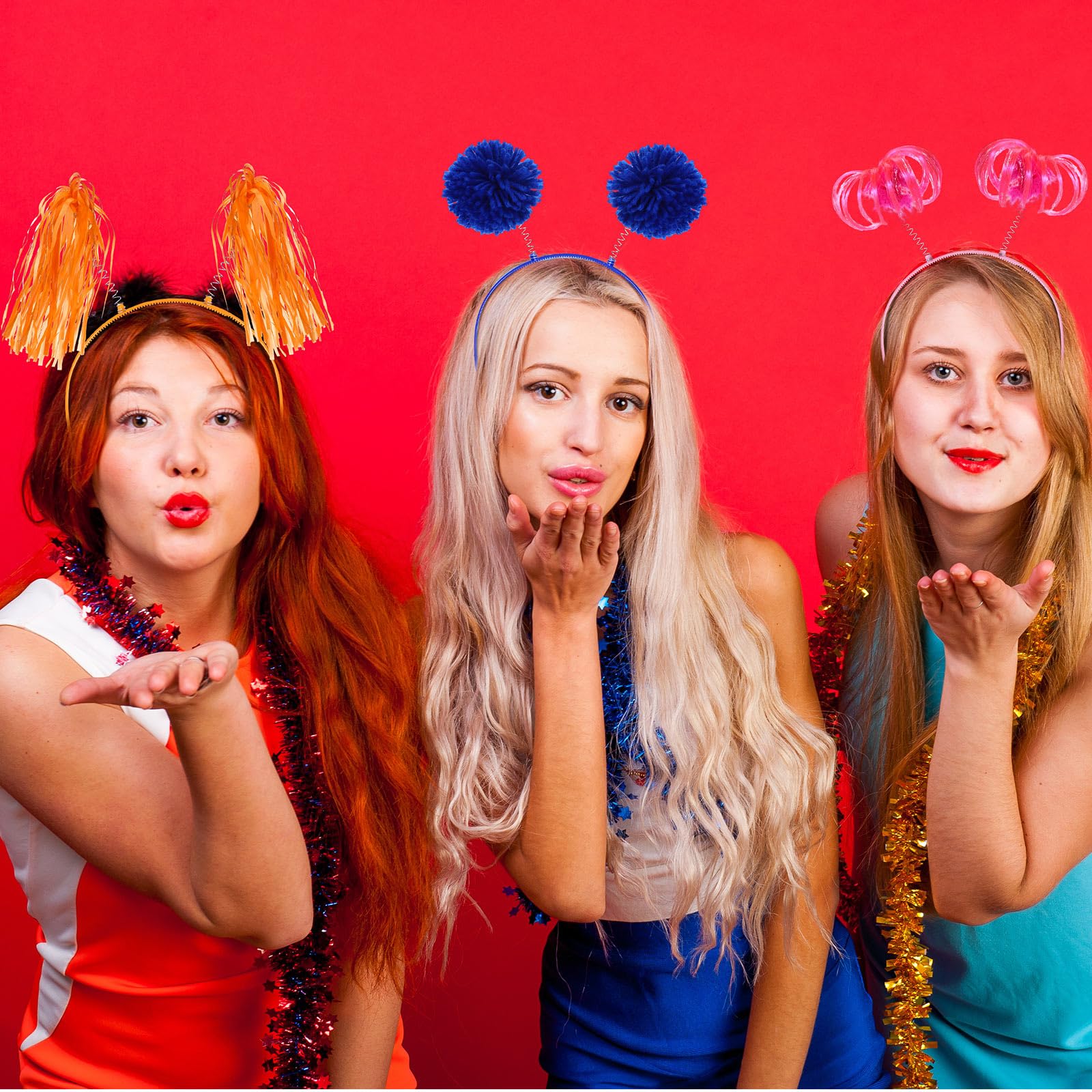 Censen 24 Pcs Pom Pom Headband Set – Multicolored Party Costume Accessories