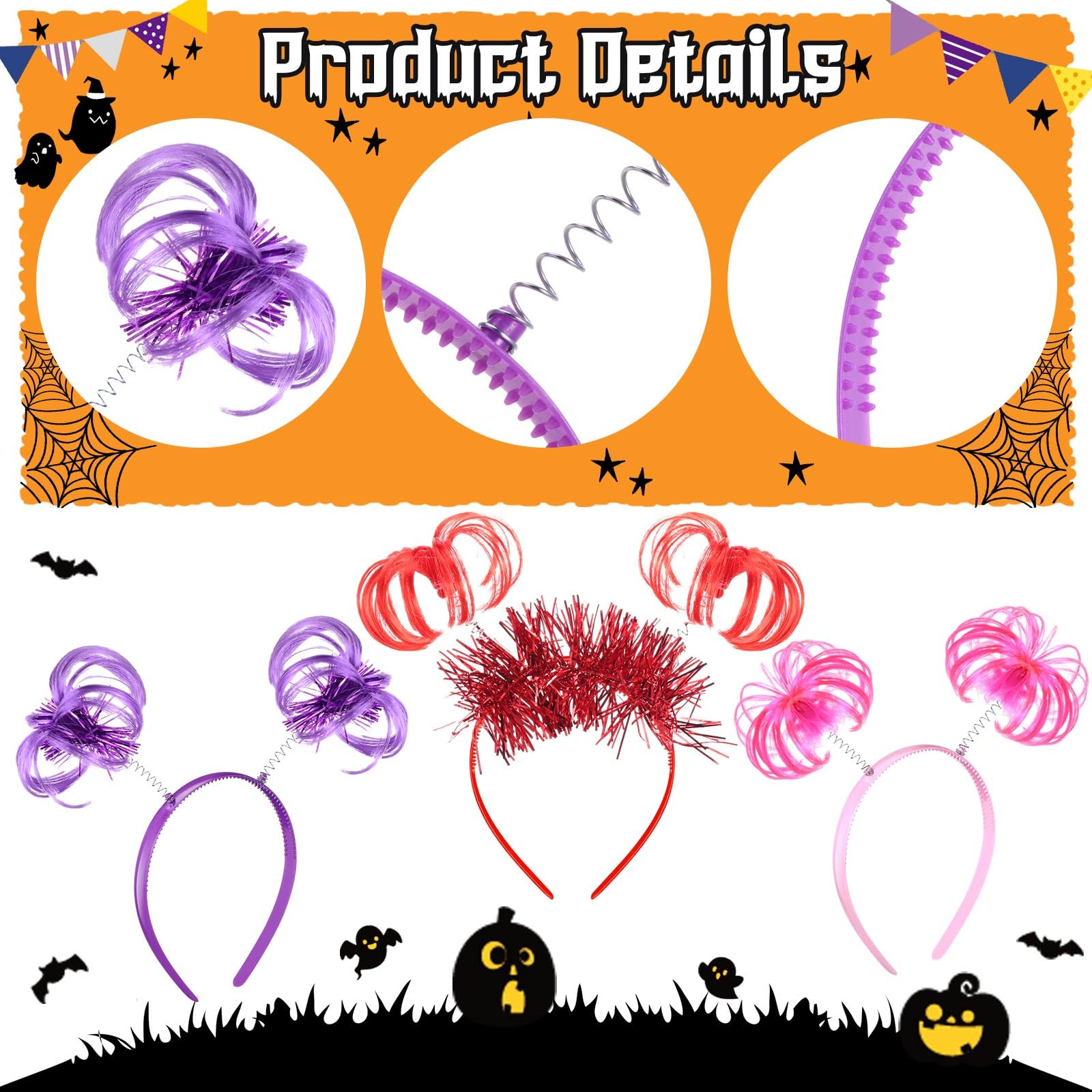 Censen 24 Pcs Pom Pom Headband Set – Multicolored Party Costume Accessories