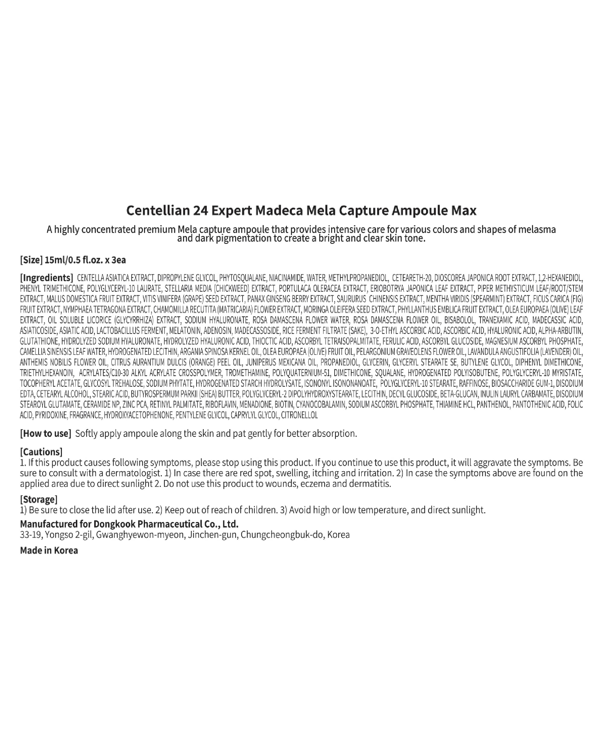 CENTELLIAN 24 Expert Ampoule Season 4 – 3 × 0.5fl oz TECA Centella Serum for Dark Spots