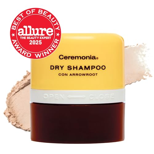 Ceremonia Dry Shampoo with Arrowroot – Non-Aerosol Pouf, Brazilian Clays & Aloe Vera (0.35 oz)