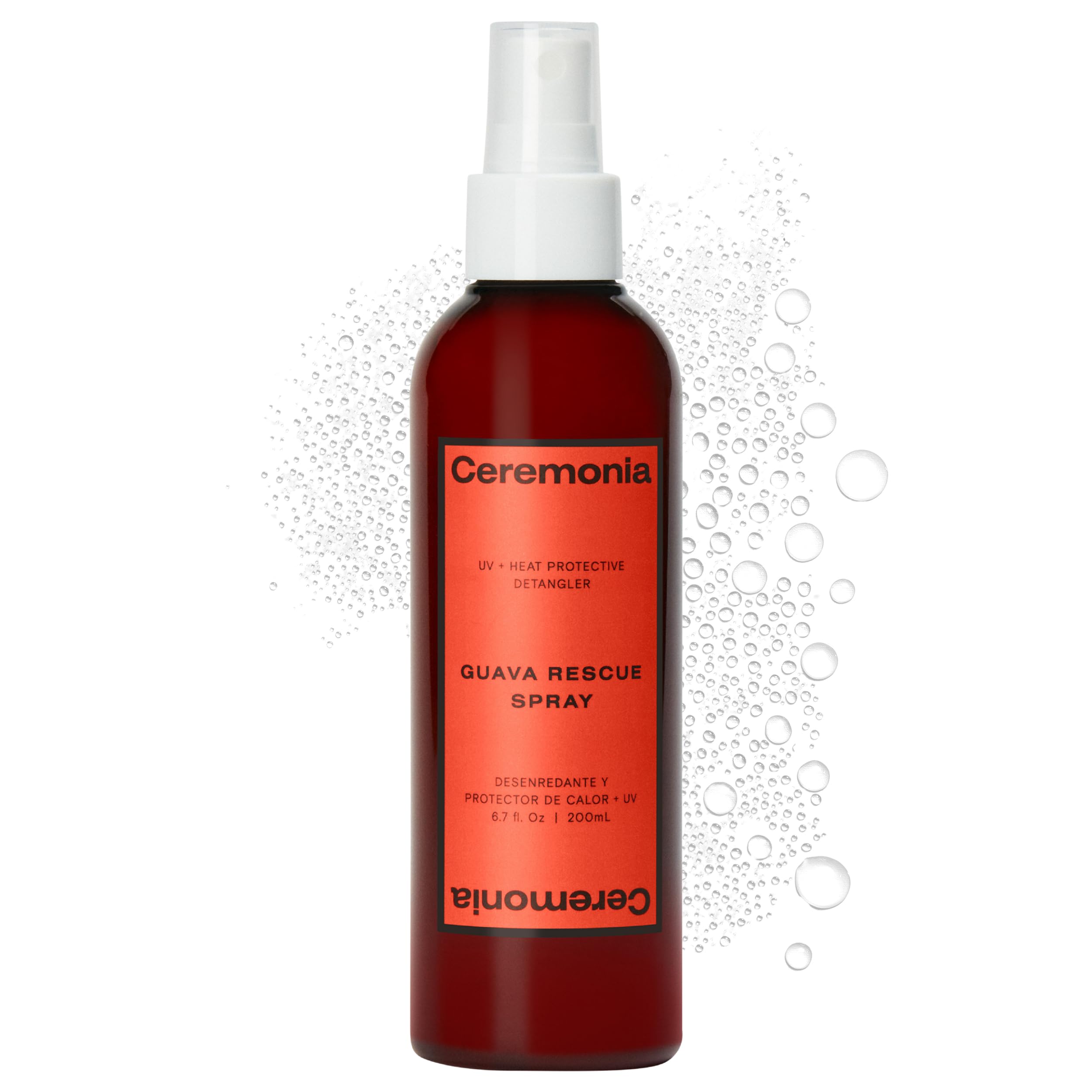 Ceremonia Guava Rescue Spray – Superfruit Detangler with UV & Heat Protection, 6.7 fl oz / 200 mL