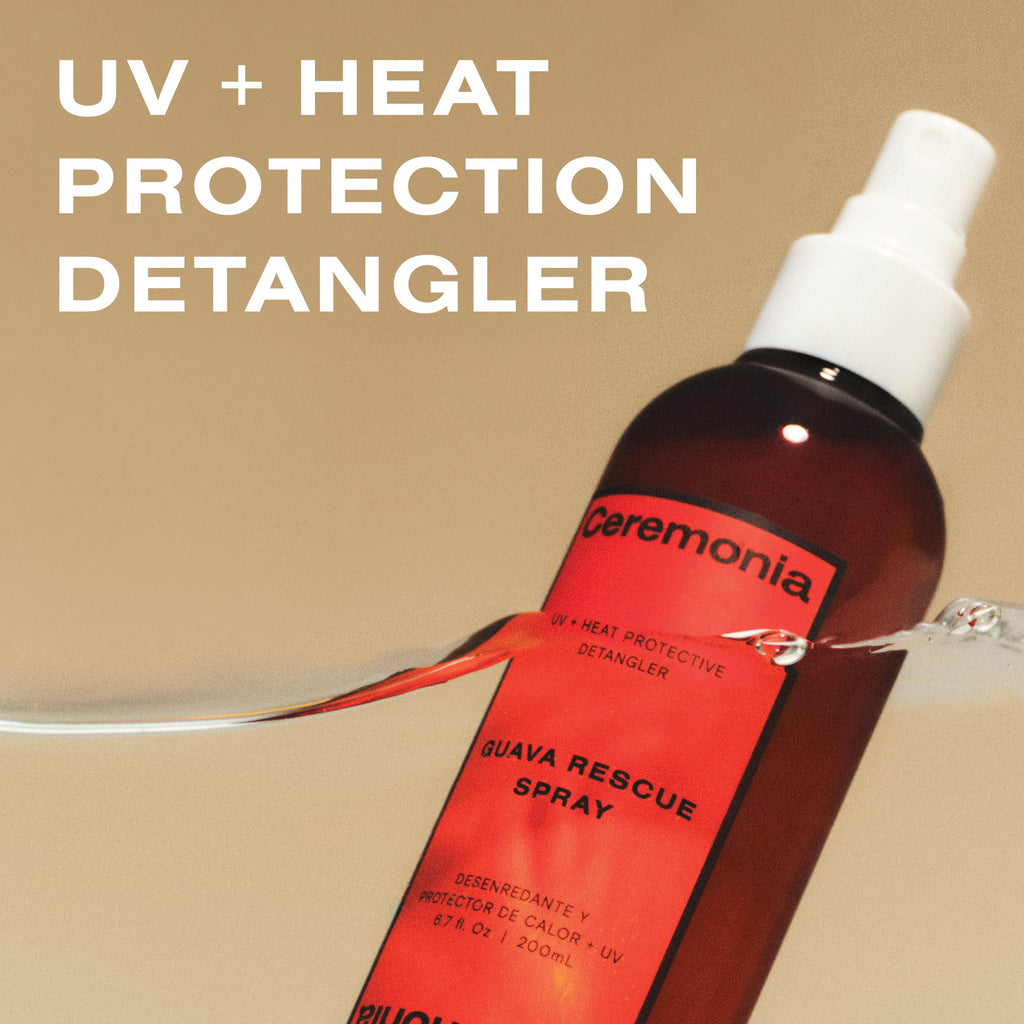Ceremonia Guava Rescue Spray – Superfruit Detangler with UV & Heat Protection, 6.7 fl oz / 200 mL