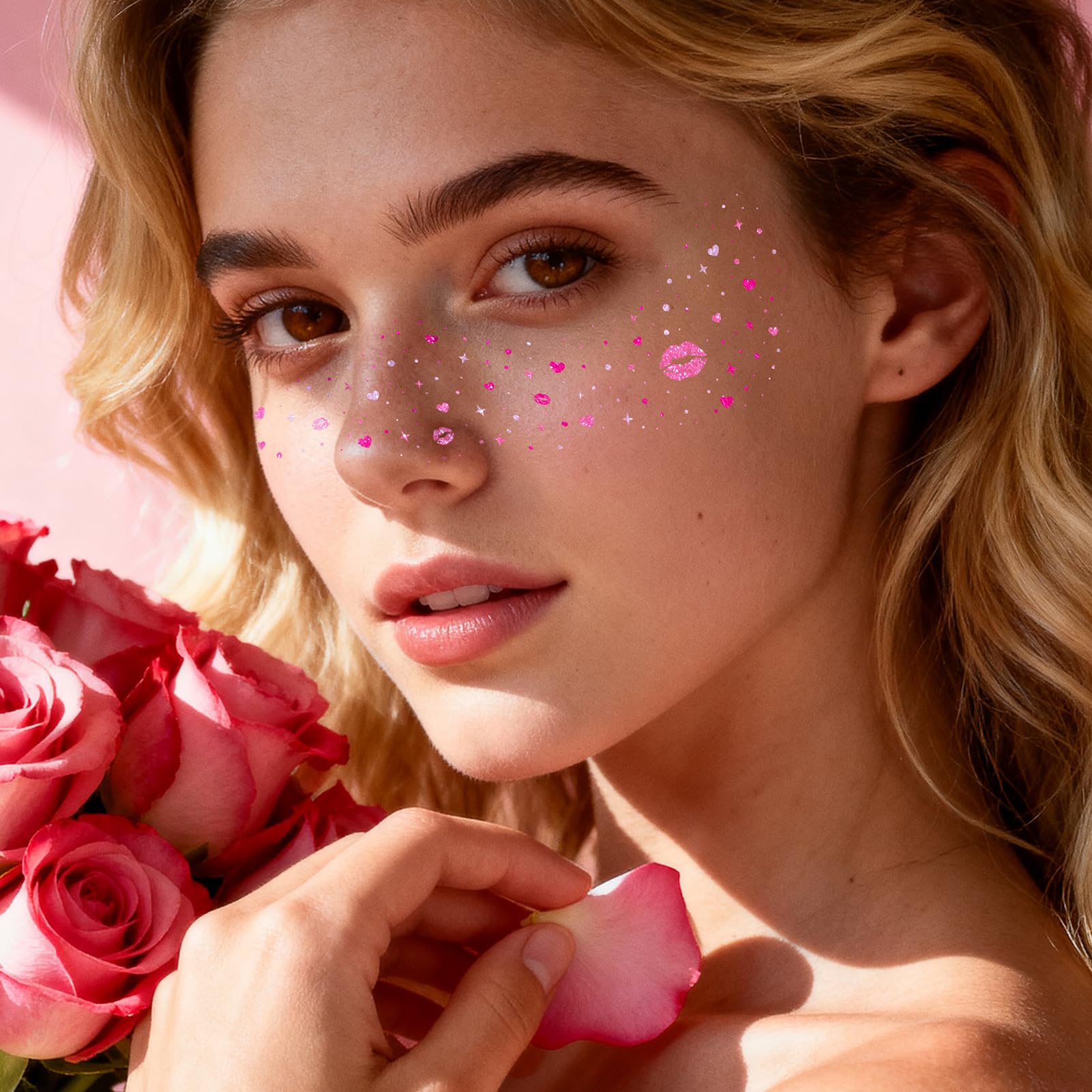 Cerlaza Valentines Day Tattoos & Glitter Freckles — 40 Sheets for Party Fun