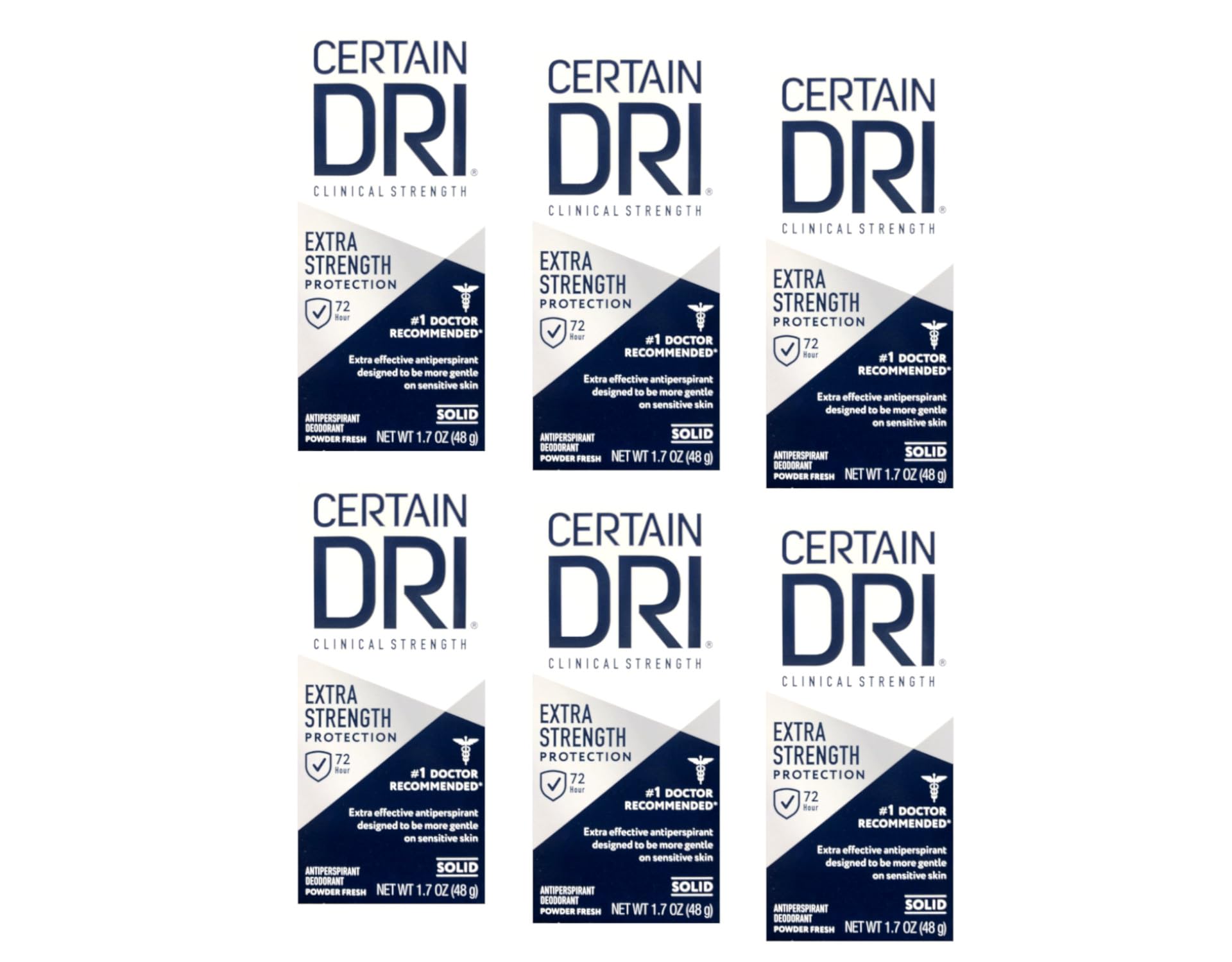Certain Dri Anti-Perspirant Solid 1.7 oz – Pack of 6 | Long-Lasting Sweat Protection