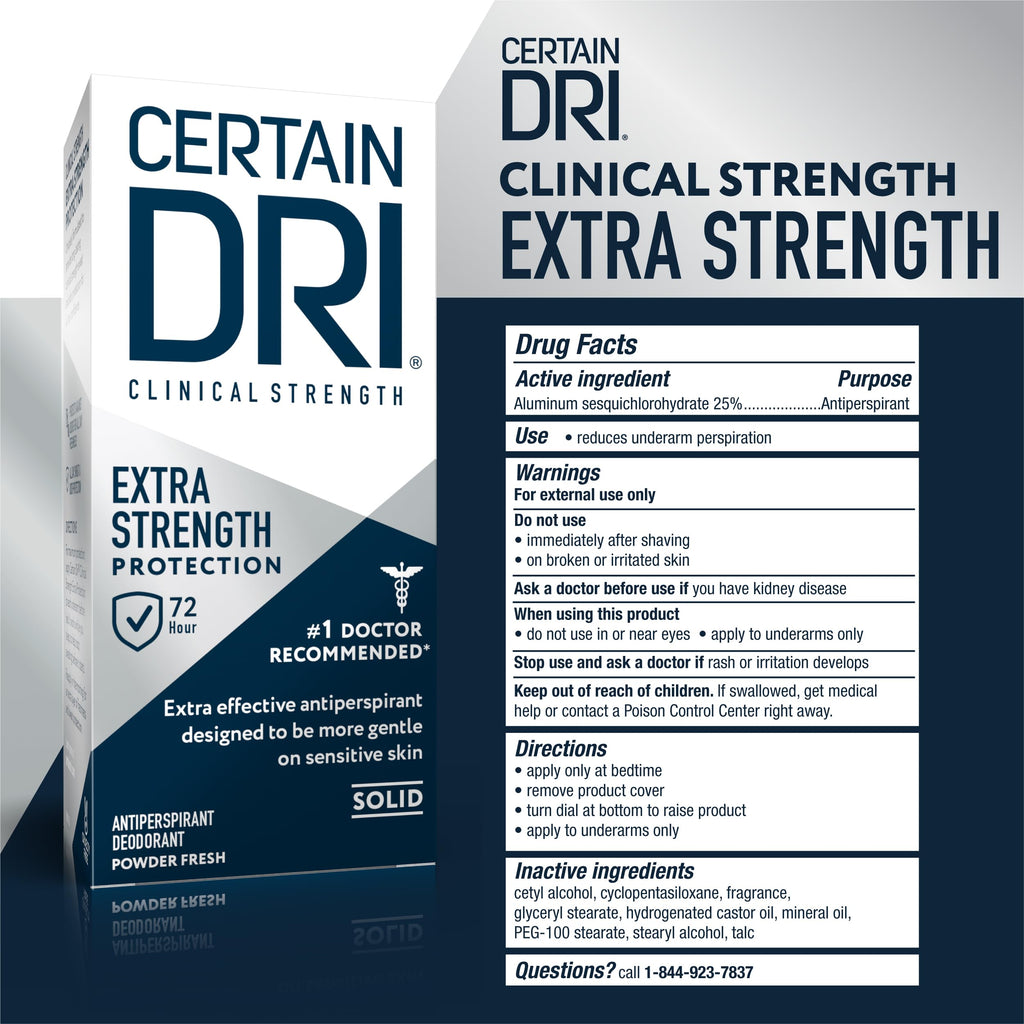 Certain Dri Extra Strength Clinical Antiperspirant – 72-Hour Sweat Protection (3-Pack)