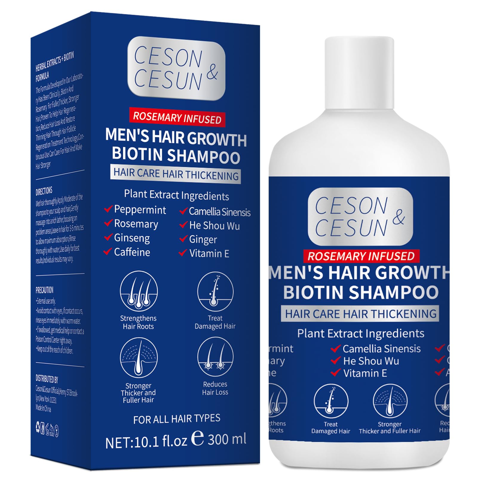 Ceson&Cesun Rosemary & Biotin Hair Growth Shampoo – Thicker, Stronger Hair for Men & Women