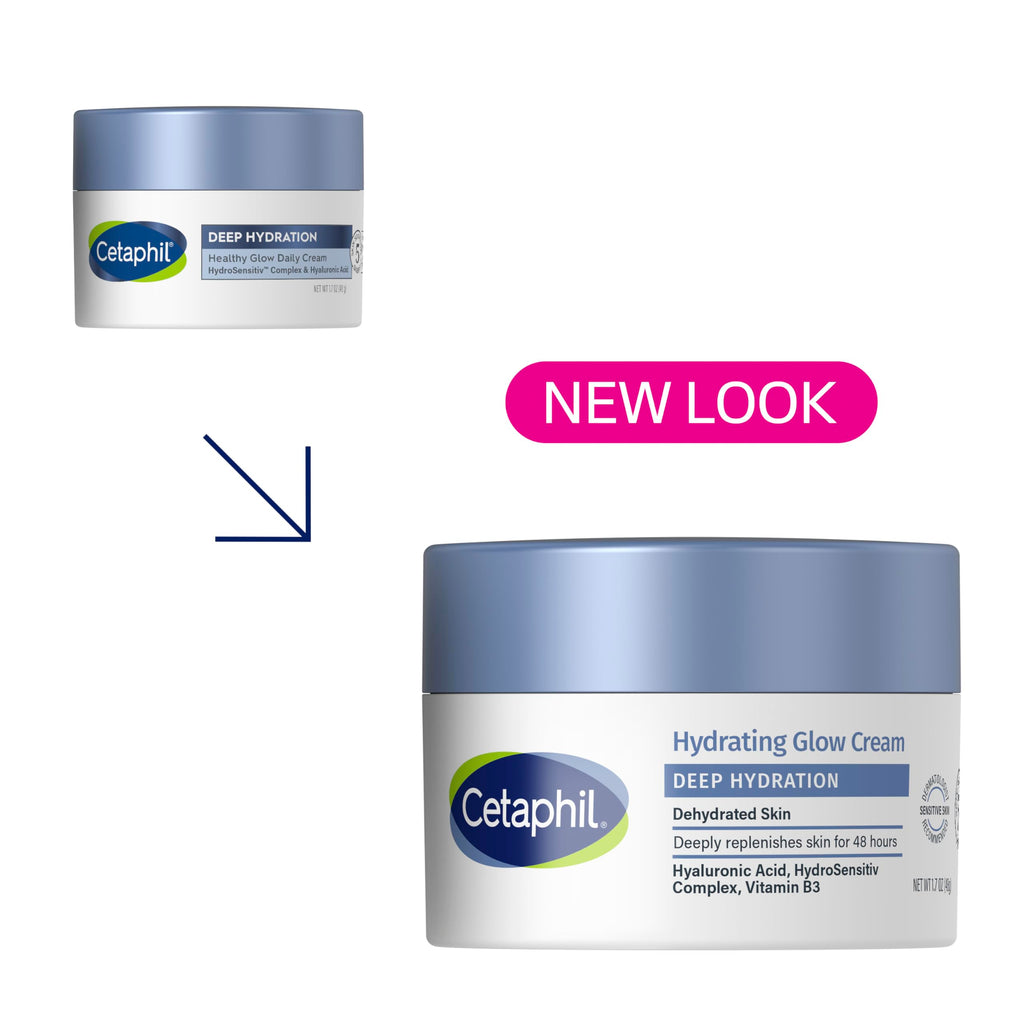 Cetaphil Deep Hydration Healthy Glow Daily Face Cream – 1.7 oz, Fragrance Free for Sensitive Skin