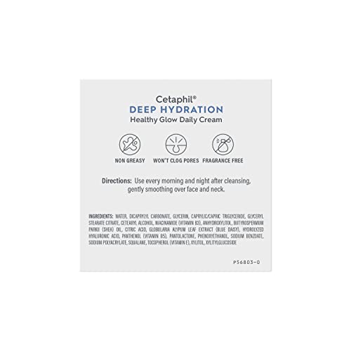 Cetaphil Deep Hydration Healthy Glow Daily Face Cream – 1.7 oz, Fragrance Free for Sensitive Skin