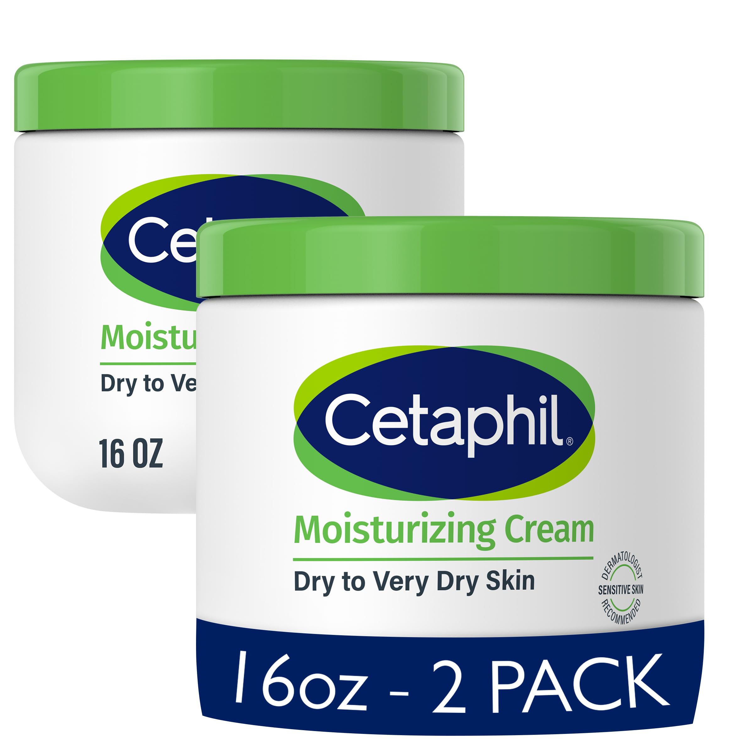 Cetaphil Face & Body Moisturizing Cream – Hydrating, Fragrance Free, 16 oz (2 Pack)
