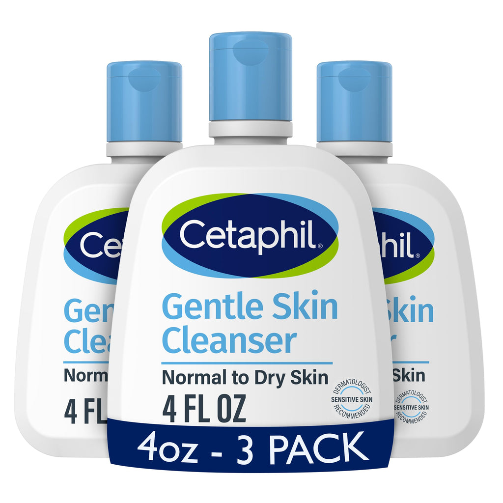 Cetaphil Gentle Skin Cleanser – Hydrating, Fragrance-Free Face Wash for Sensitive Skin (4 oz, 3 Pack)