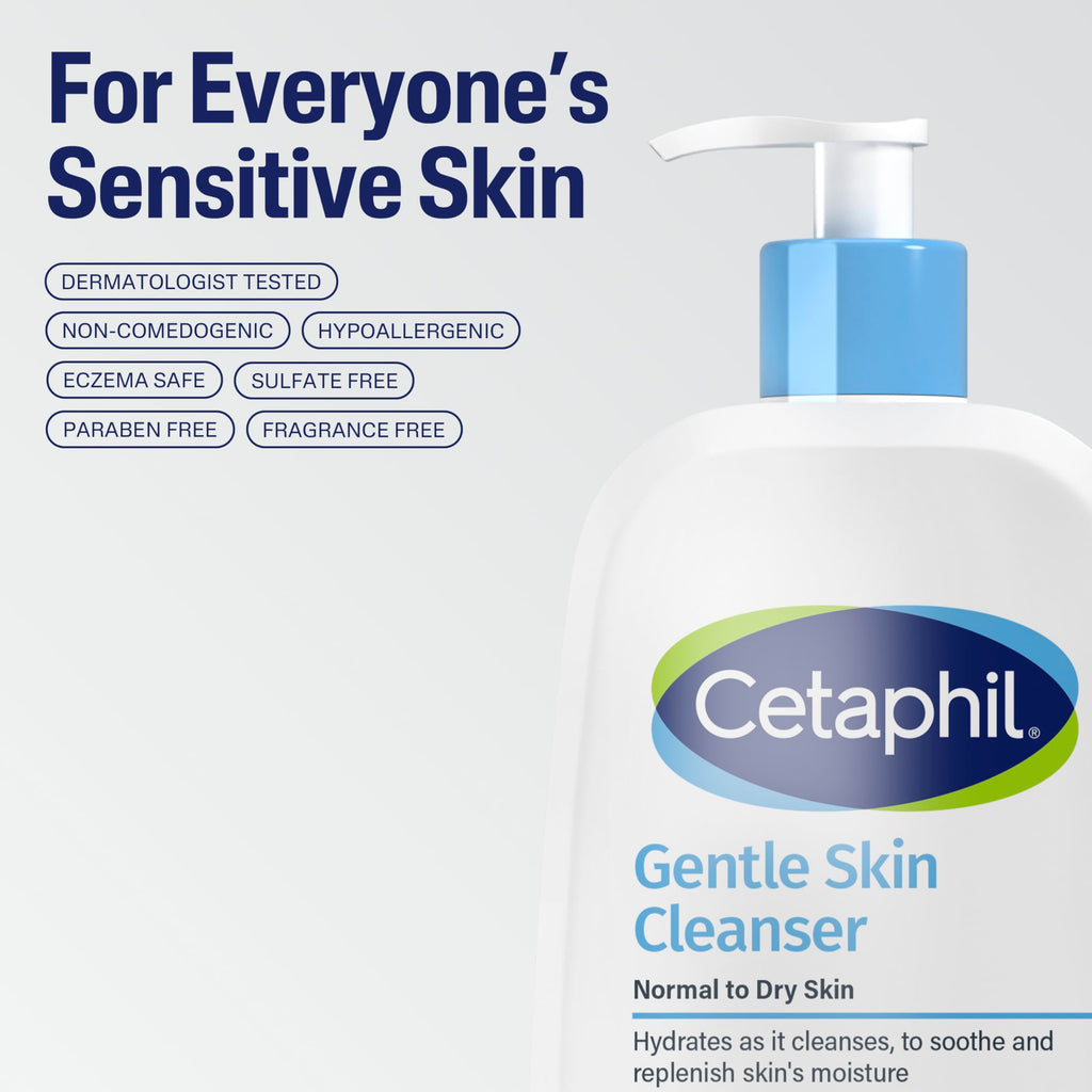 Cetaphil Gentle Skin Cleanser – Hydrating, Fragrance-Free Face Wash for Sensitive Skin (4 oz, 3 Pack)