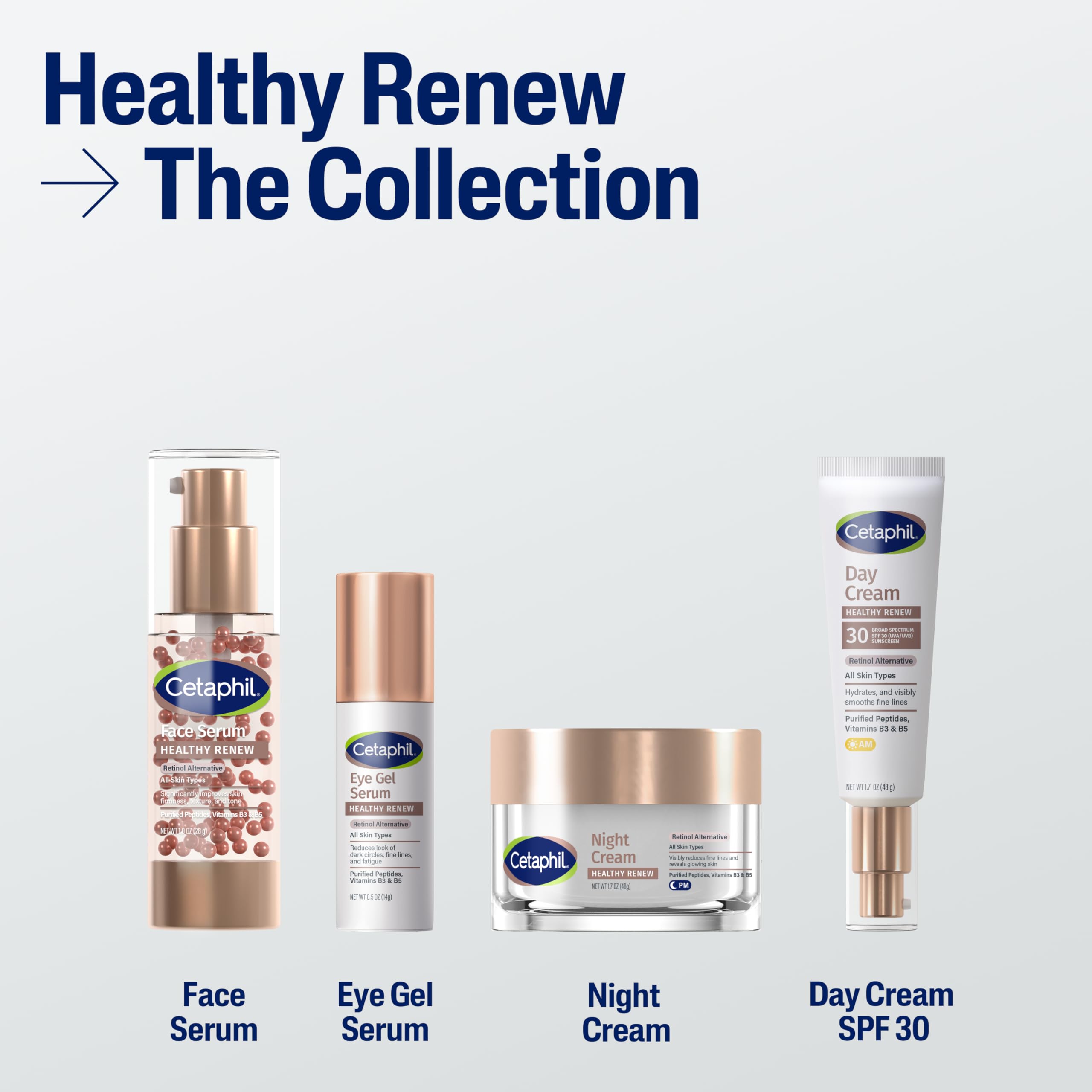 Cetaphil Healthy Renew Night Cream – Peptide Retinol Alternative for Sensitive Skin, 1.7 oz