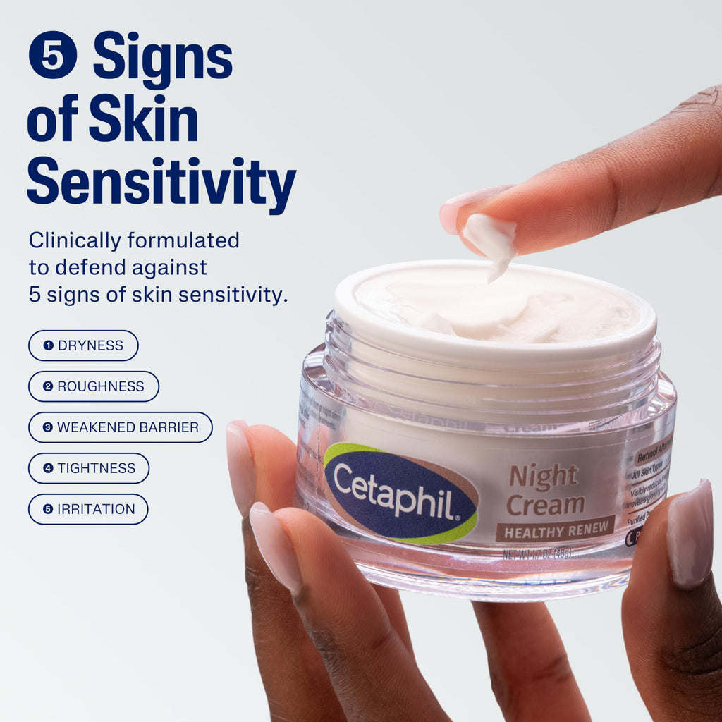 Cetaphil Healthy Renew Night Cream – Peptide Retinol Alternative for Sensitive Skin, 1.7 oz