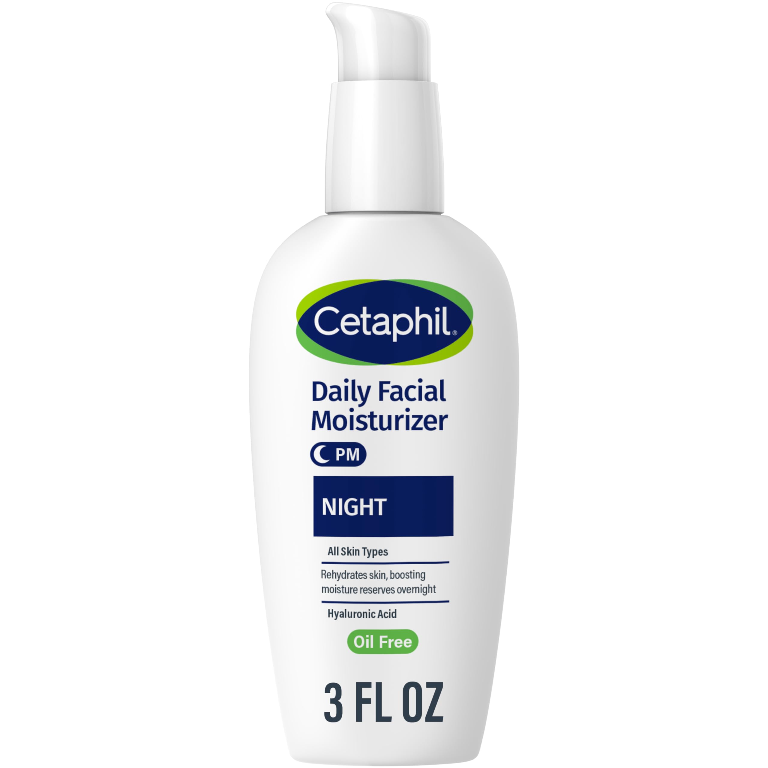 Cetaphil Night Moisturizer with Hyaluronic Acid | Lightweight, Non-Greasy Hydration (3 oz)