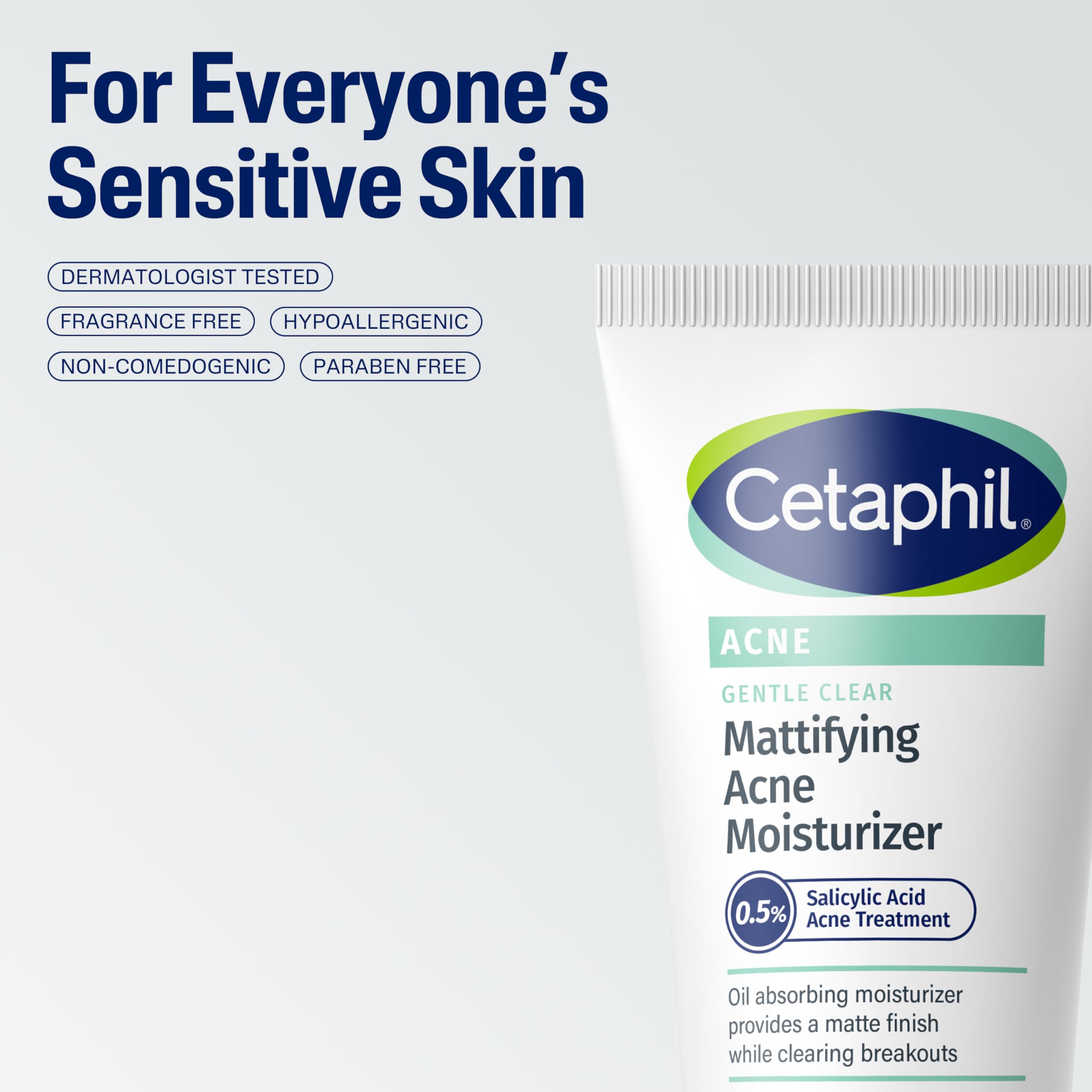 Cetaphil Mattifying Acne Moisturizer with 0.5% Salicylic Acid – Gentle Hydration for Sensitive, Acne-Prone Skin | 3oz