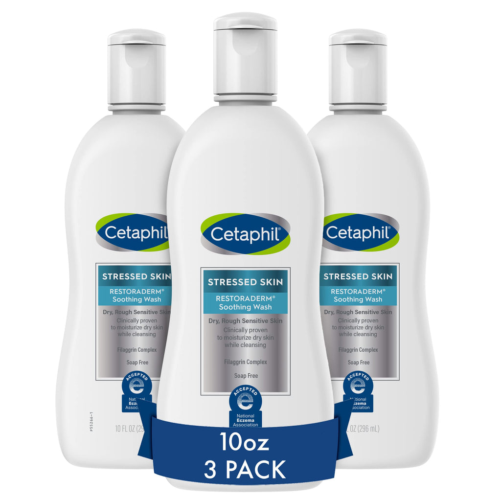 Cetaphil RESTORADERM Soothing Wash 3-Pack – Fragrance-Free, Hypoallergenic