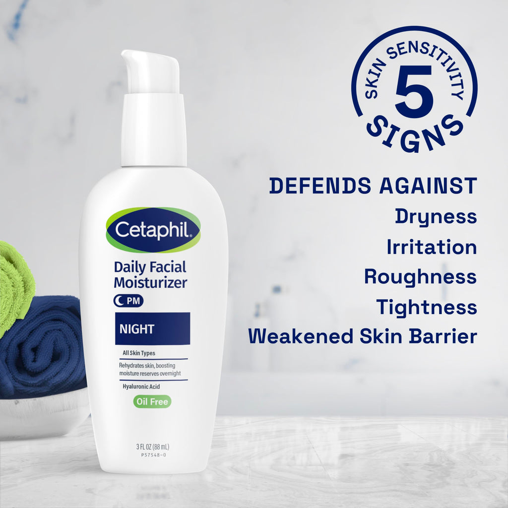 Cetaphil Night Moisturizer with Hyaluronic Acid | Lightweight, Non-Greasy Hydration (3 oz)