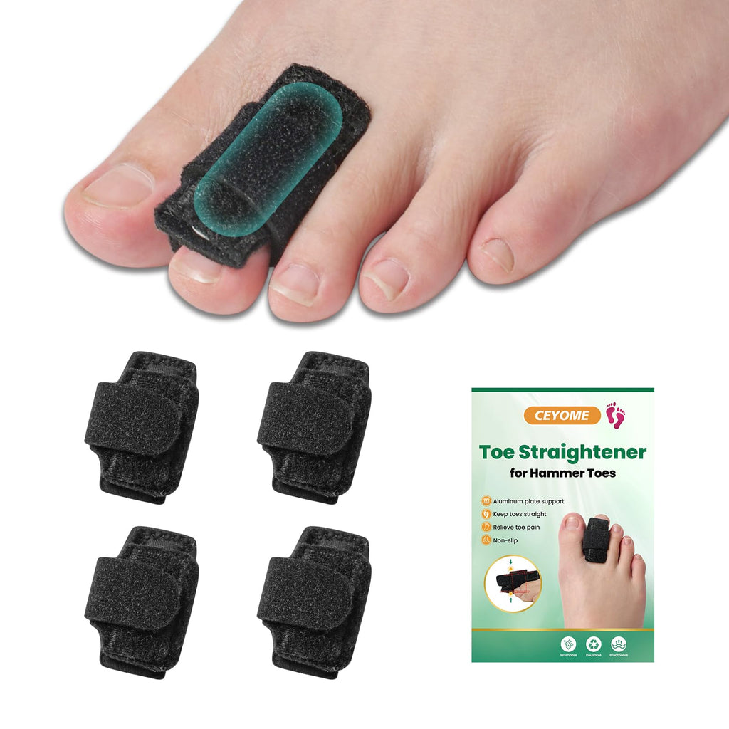 CEYOME Hammer Toe Straightener - 4-Pack Adjustable Toe Splints for Women & Men