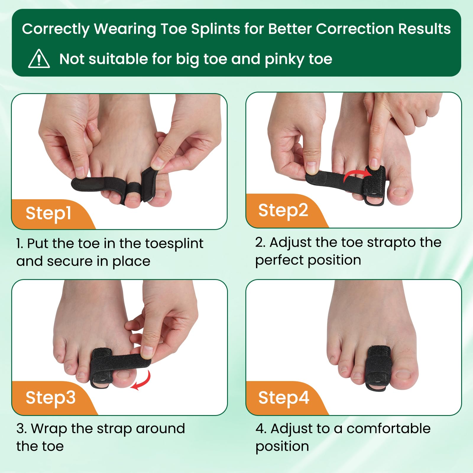 CEYOME Hammer Toe Straightener - 4-Pack Adjustable Toe Splints for Women & Men