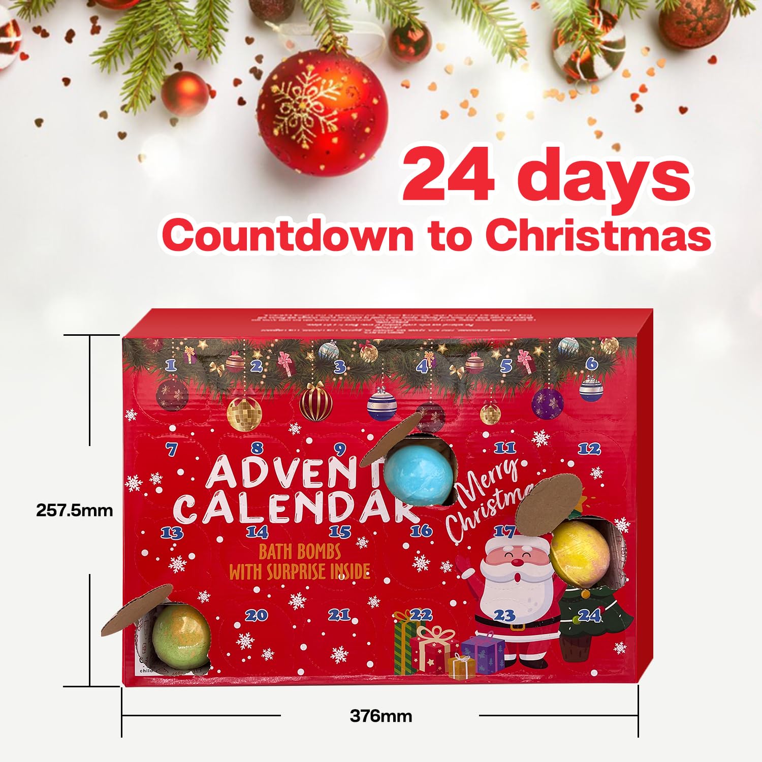 cf natural daily Advent Calendar 2025: 24 Kids Bath Bombs with Christmas Jewelry Surprises