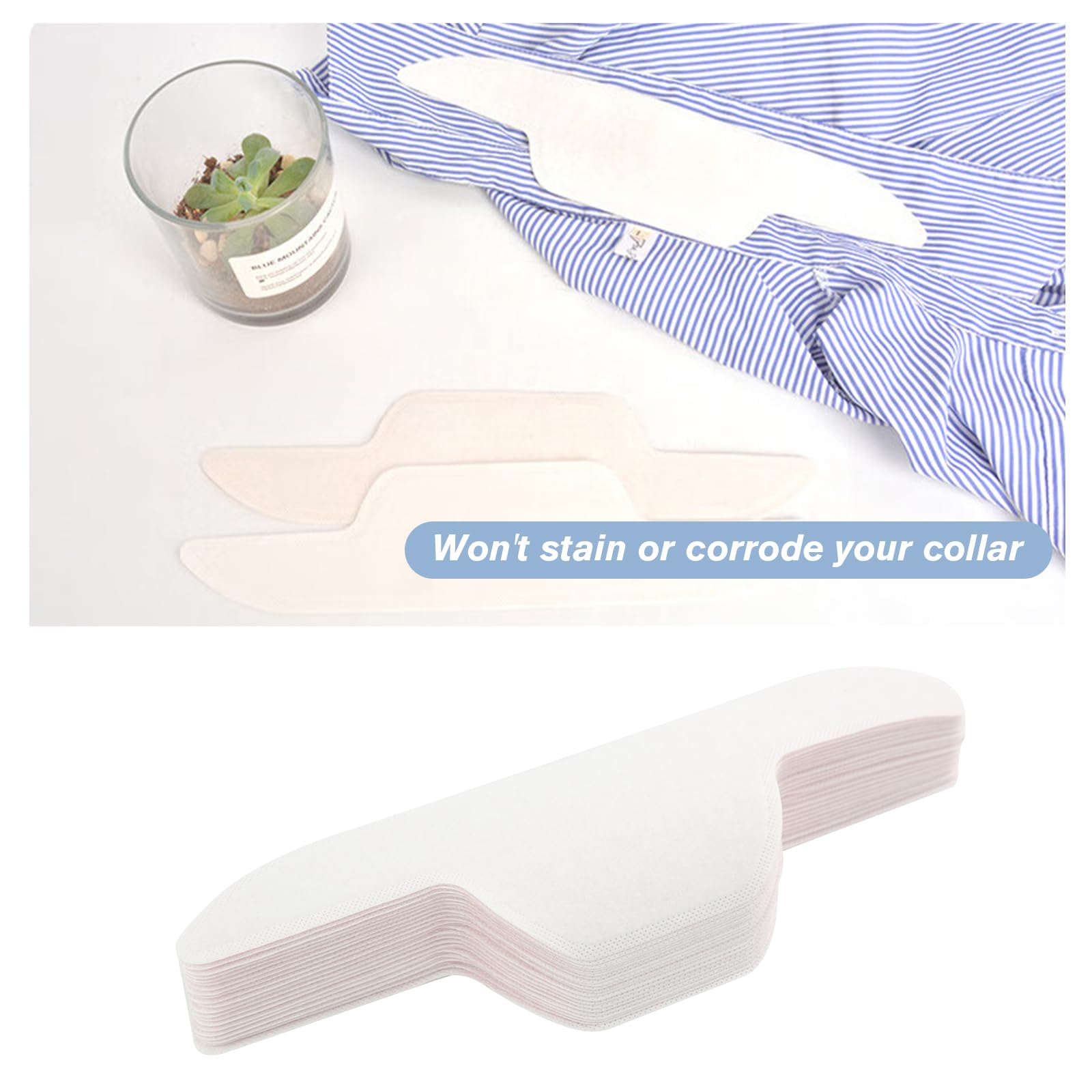 CFGROW Collar Protector Sweat Pads – 80 Disposable Self-Adhesive Neck Liners for Stay-Dry Shirts