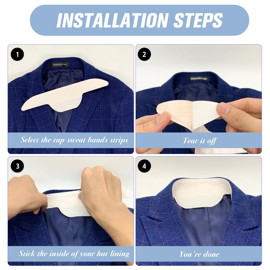 CFGROW Collar Protector Sweat Pads – 80 Disposable Self-Adhesive Neck Liners for Stay-Dry Shirts