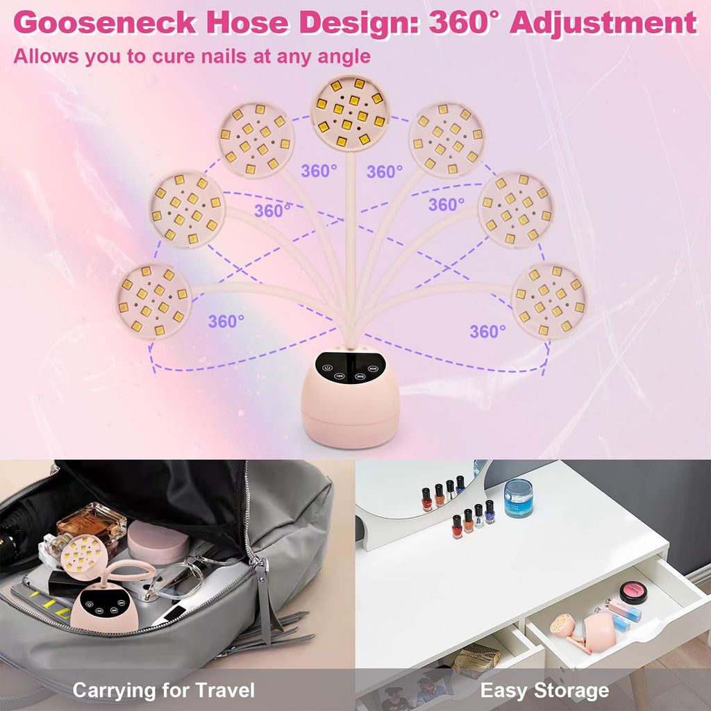 CGBE UV LED Nail Lamp 36W Mini Cordless Gooseneck | USB Rechargeable, 4 Timers & Auto Sensor