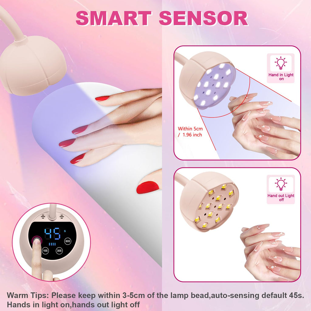 CGBE UV LED Nail Lamp 36W Mini Cordless Gooseneck | USB Rechargeable, 4 Timers & Auto Sensor