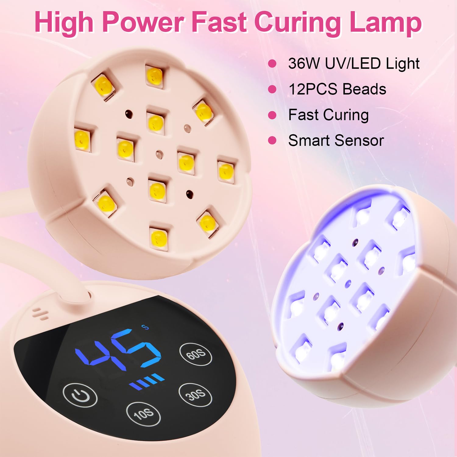 CGBE UV LED Nail Lamp 36W Mini Cordless Gooseneck | USB Rechargeable, 4 Timers & Auto Sensor