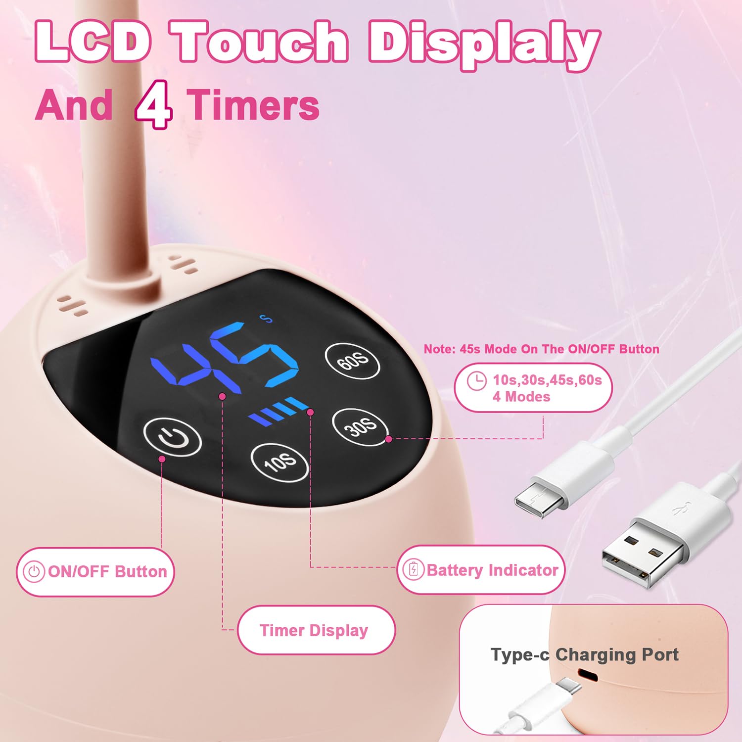 CGBE UV LED Nail Lamp 36W Mini Cordless Gooseneck | USB Rechargeable, 4 Timers & Auto Sensor