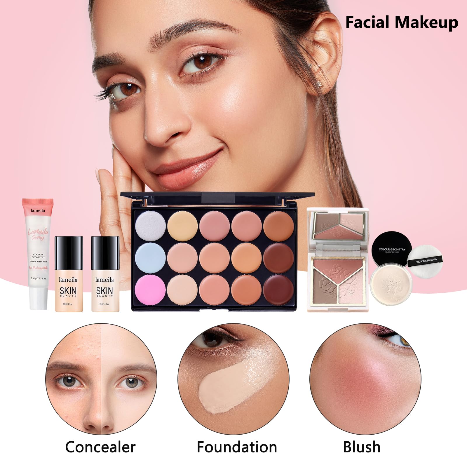 CHAFFUL All-in-One Makeup Kit for Women | Complete Gift Set with Foundation & Brushes
