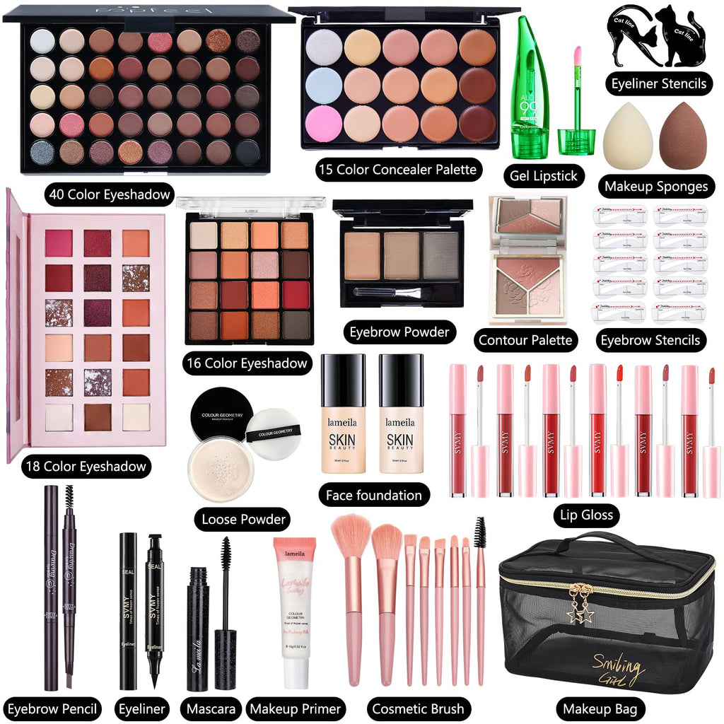 CHAFFUL All-in-One Makeup Kit for Women | Complete Gift Set with Foundation & Brushes