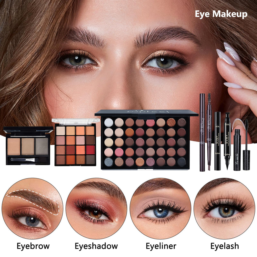 CHAFFUL All-in-One Makeup Kit for Women | Complete Gift Set with Foundation & Brushes