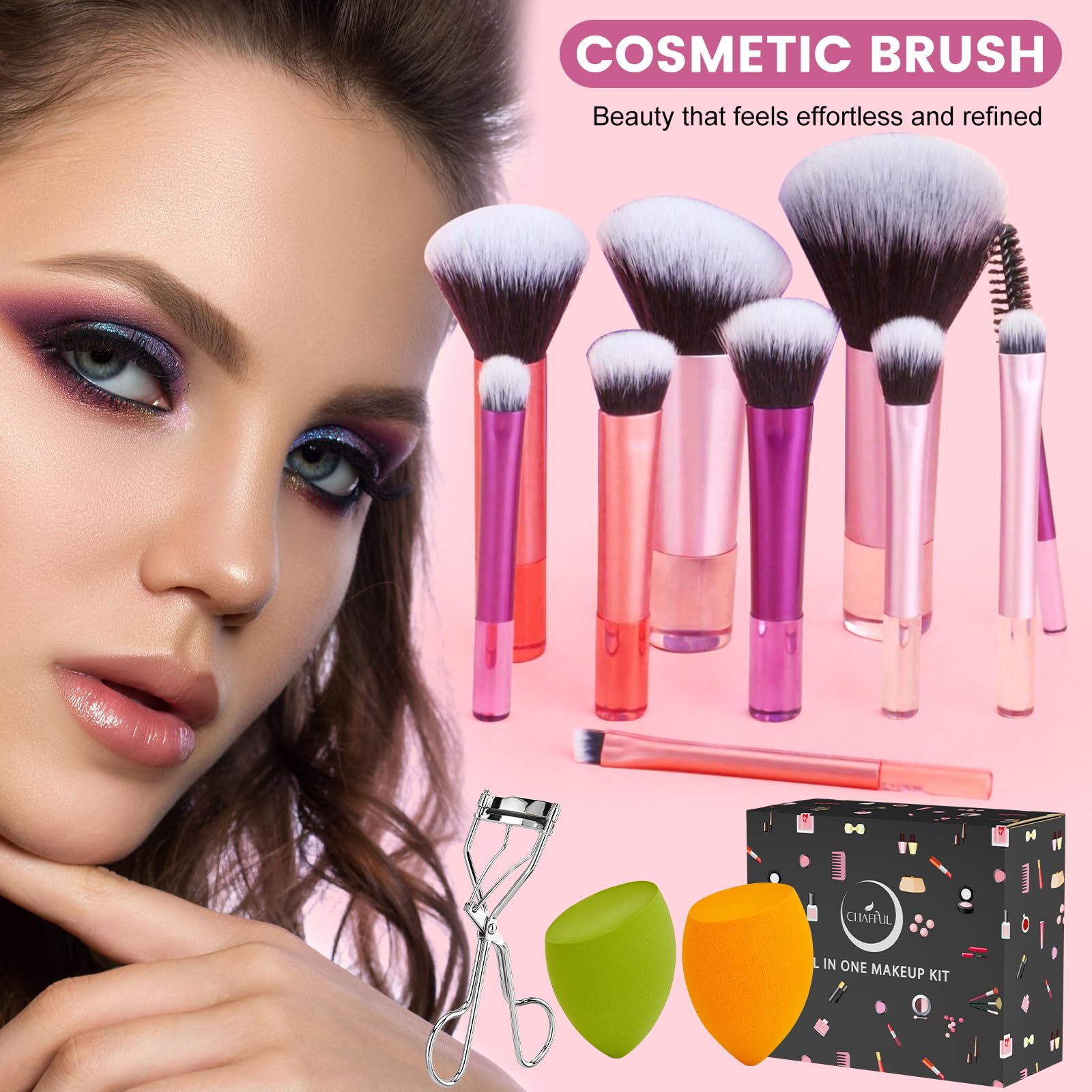 CHAFFUL All-in-One Makeup Kit for Women | Complete Gift Set with Foundation, Palette & Tools
