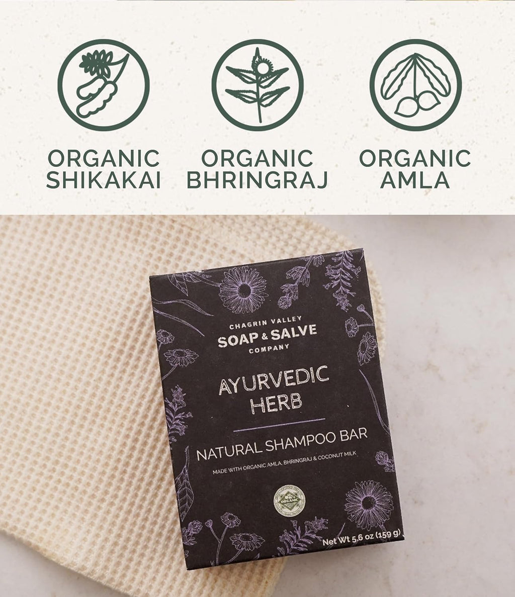 Chagrin Valley Ayurvedic Organic Shampoo & Body Wash Soap Bar – 5.6 oz 3PK, Sulfate Free, Vegan