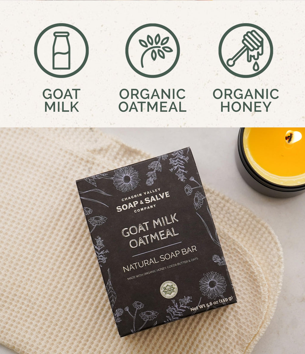 Chagrin Valley Goat Milk Oatmeal Soap Bar – Organic, Unscented, 5.6 oz