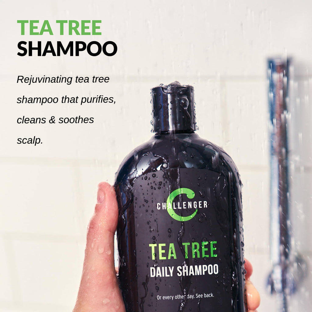 Challenger Tea Tree Shampoo | Sulfate-Free Formula with Argan Oil, Biotin & Keratin | For Itchy & Dry Scalp | 16oz