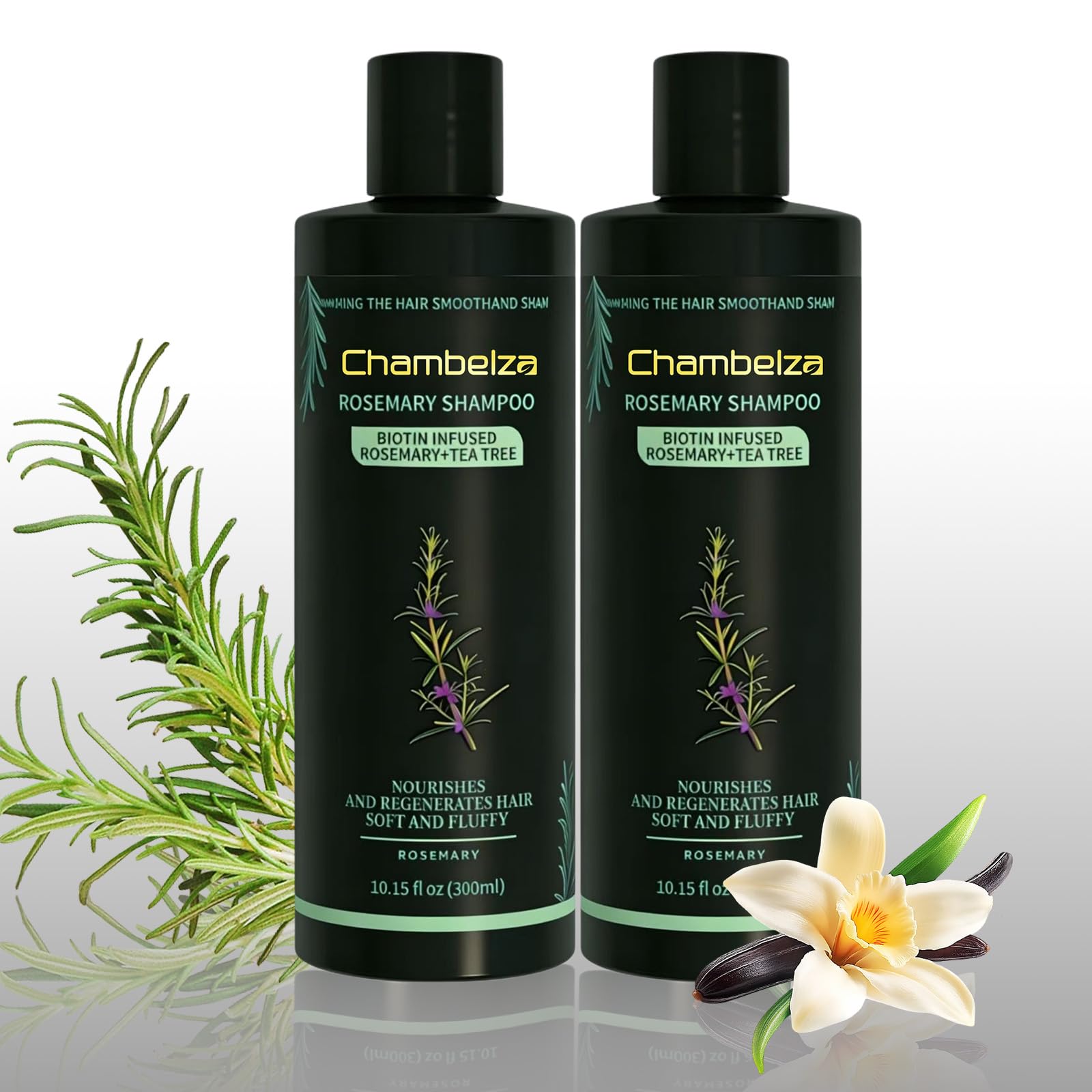 Chambelza Organic Rosemary Hair Growth Shampoo for Men and Women – Biotin & Hydrolyzed Keratin, 2-Pack