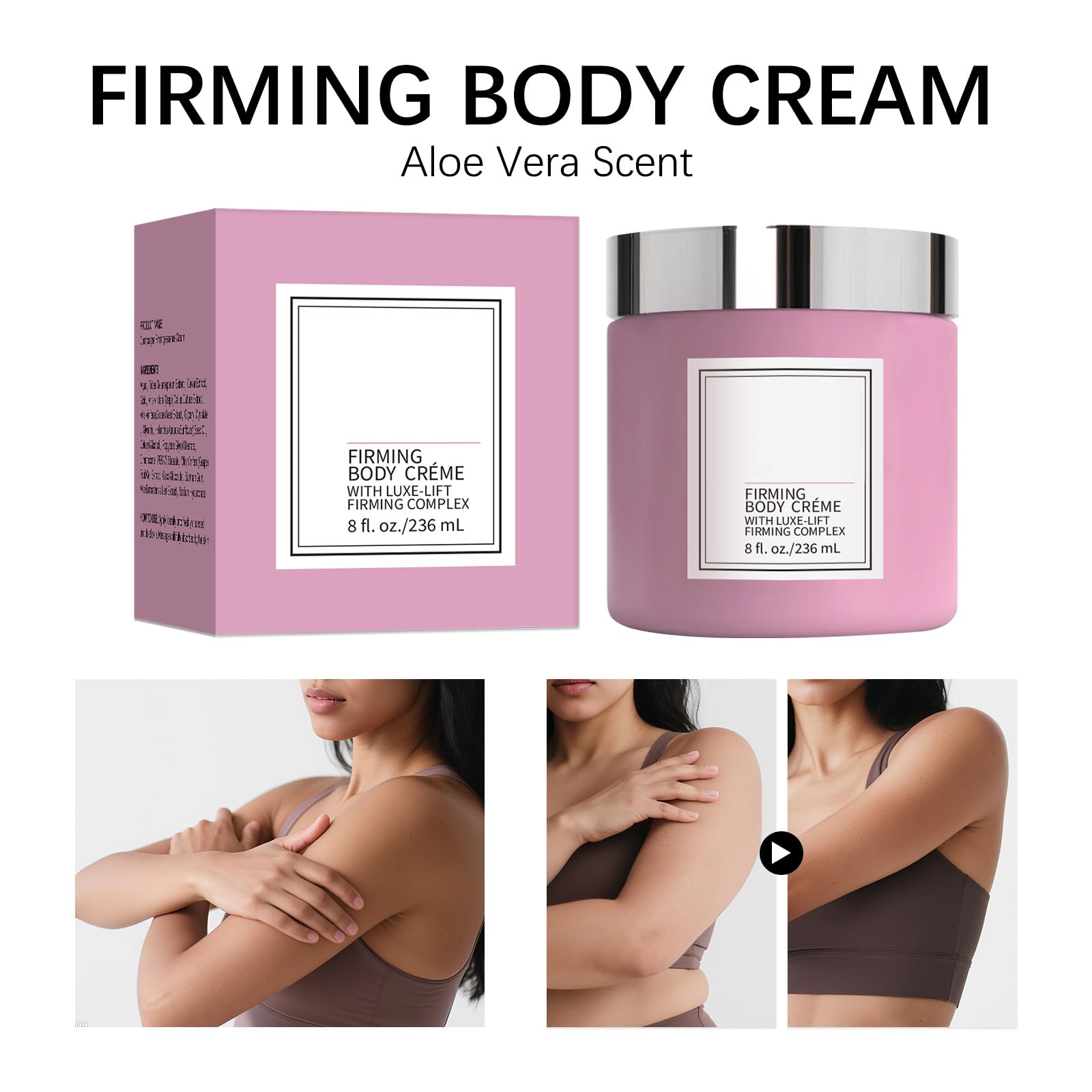 Champagne Moisturizing Firming Body Creme – Hydration for Arms, Legs, Belly & Neck (8 oz)