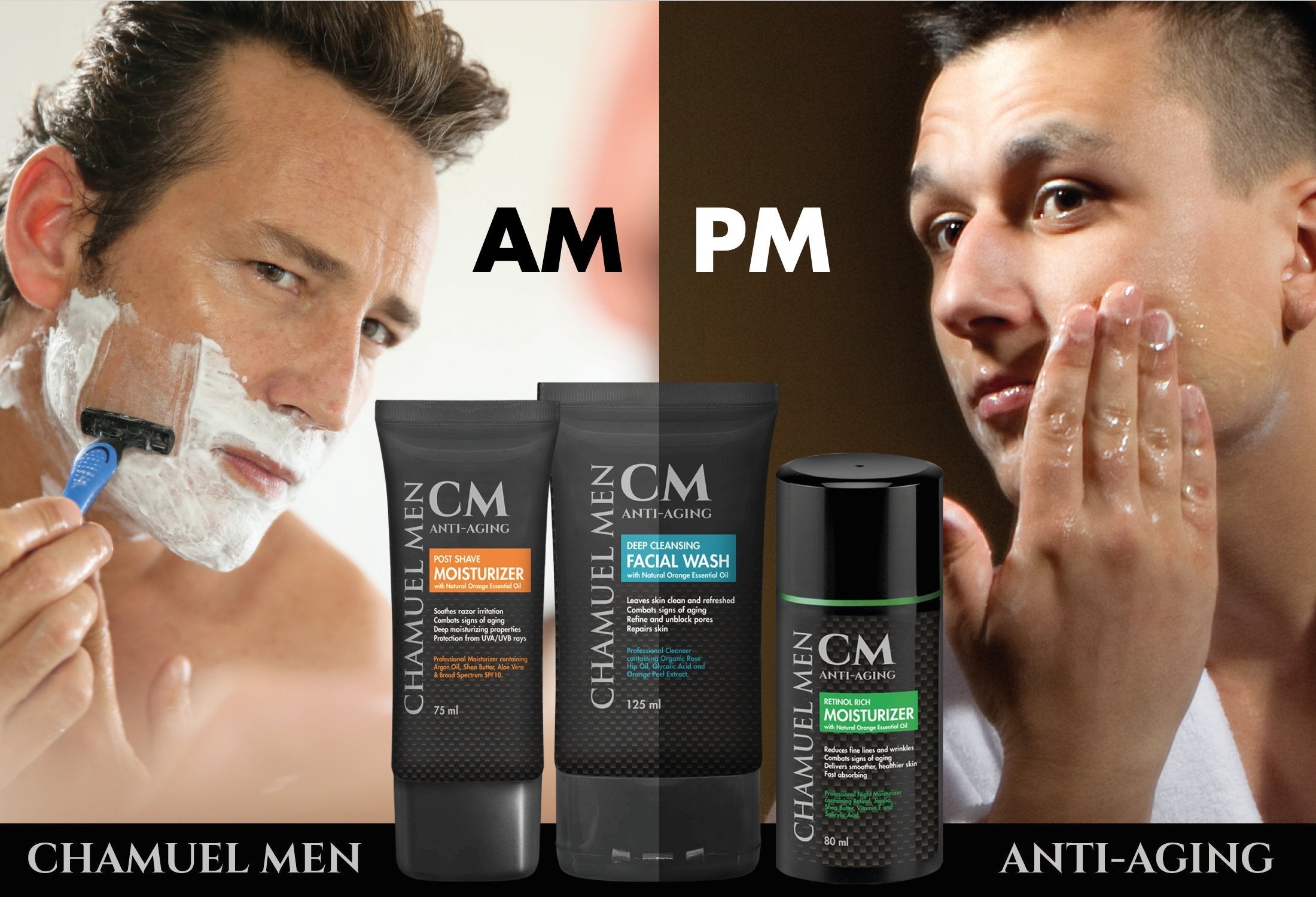 CHAMUEL MEN Daily Face Cream with 2.5% Retinol – Overnight Anti-Aging Moisturizer for Men