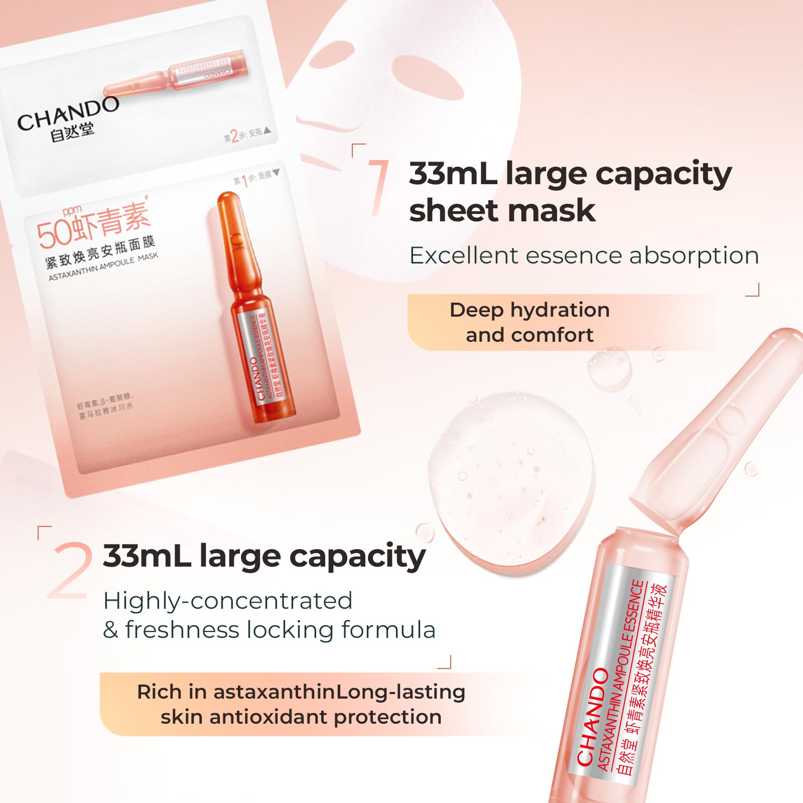 CHANDO HIMALAYA 2-Step Astaxanthin Firming Ampoule Mask – Radiance & Firmness (1.5ml + 5x33ml)