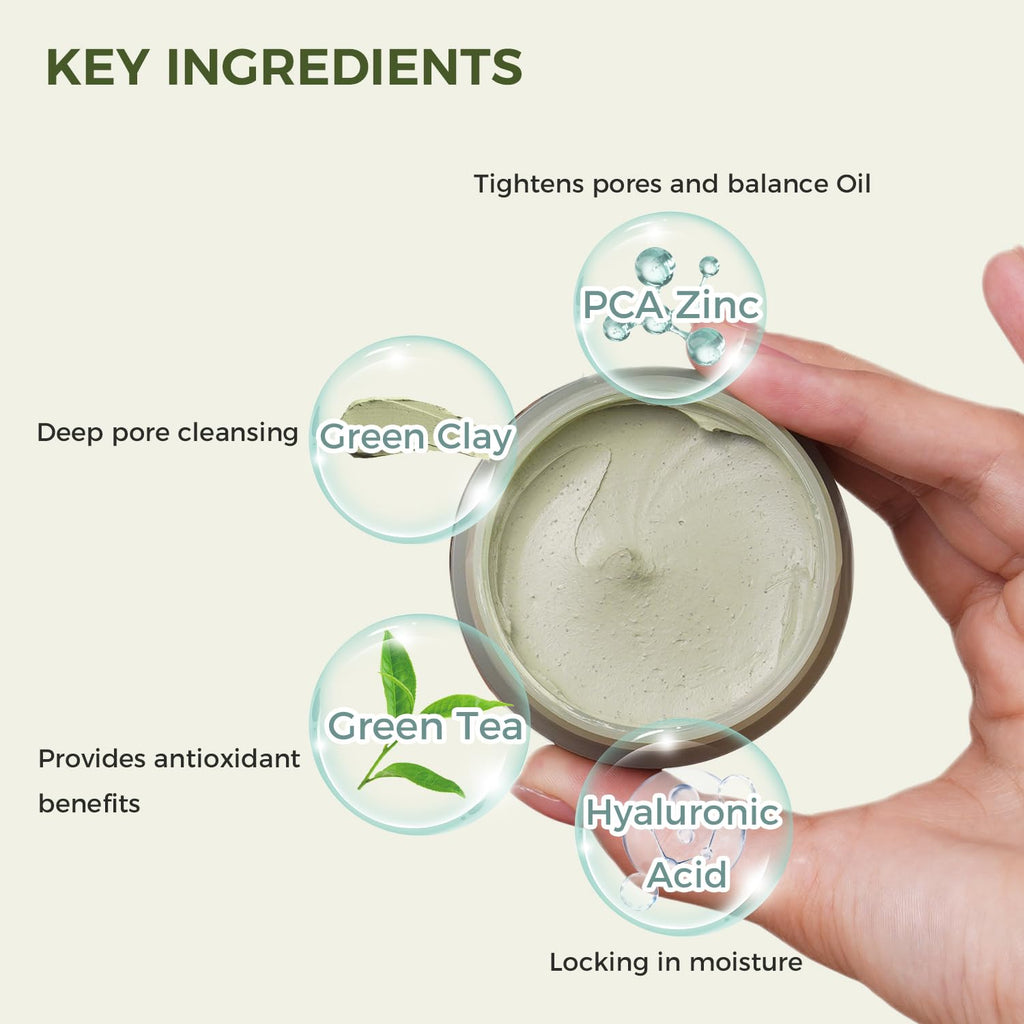 CHANDO HIMALAYA Purifying Green Tea Mask (2 Pack) — Deep Pore Cleansing with Green Tea Extract & Himalayan Clay